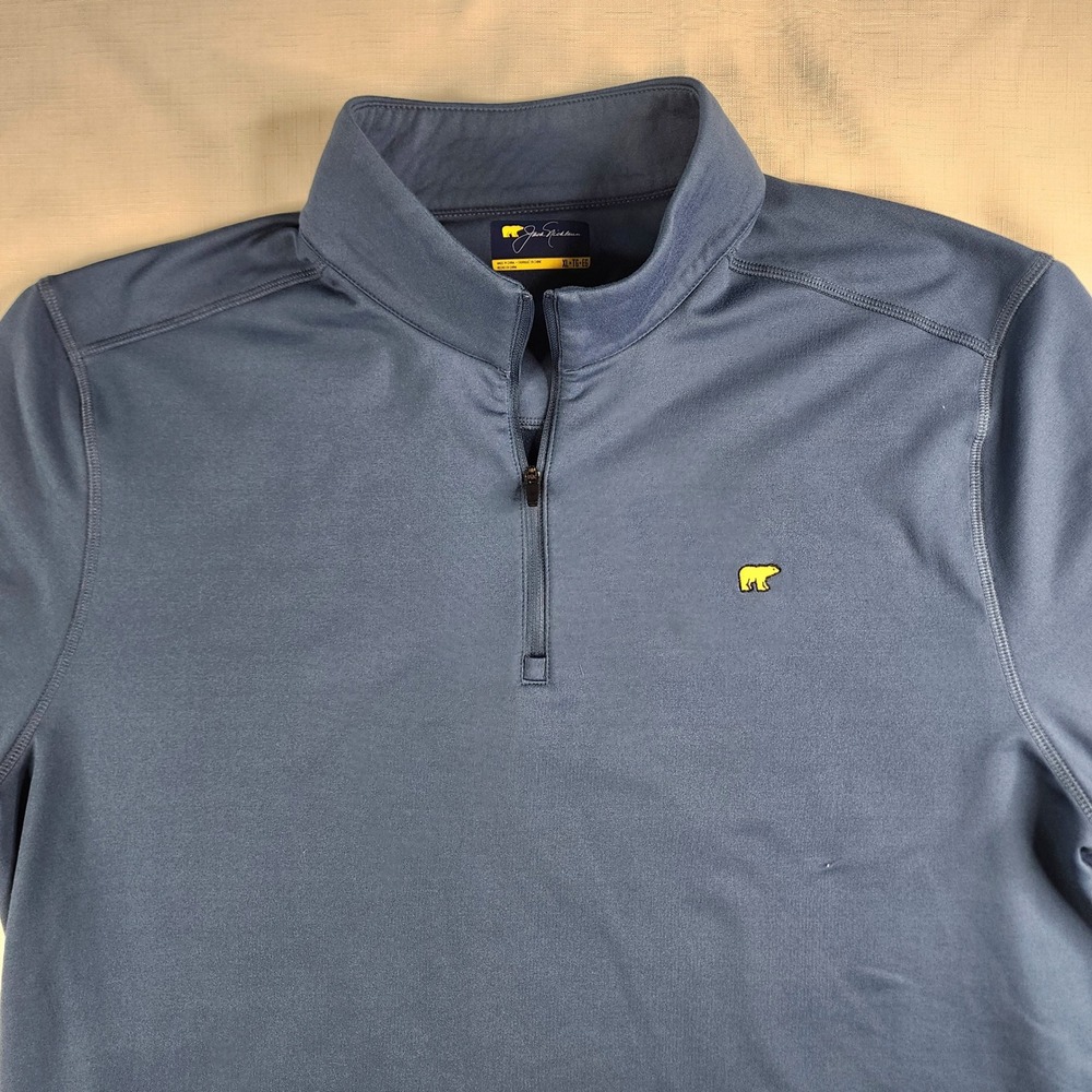 Jack Nicklaus Mens XL Golf Performance 1/4 Zip Pullover Navy Blue Golden Bear